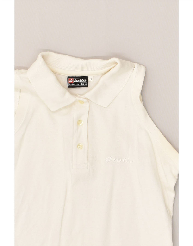 LOTTO Womens Sleeveless Polo Shirt UK 10 Small White Cotton | Vintage Lotto | Thrift | Second-Hand Lotto | Used Clothing | Messina Hembry 