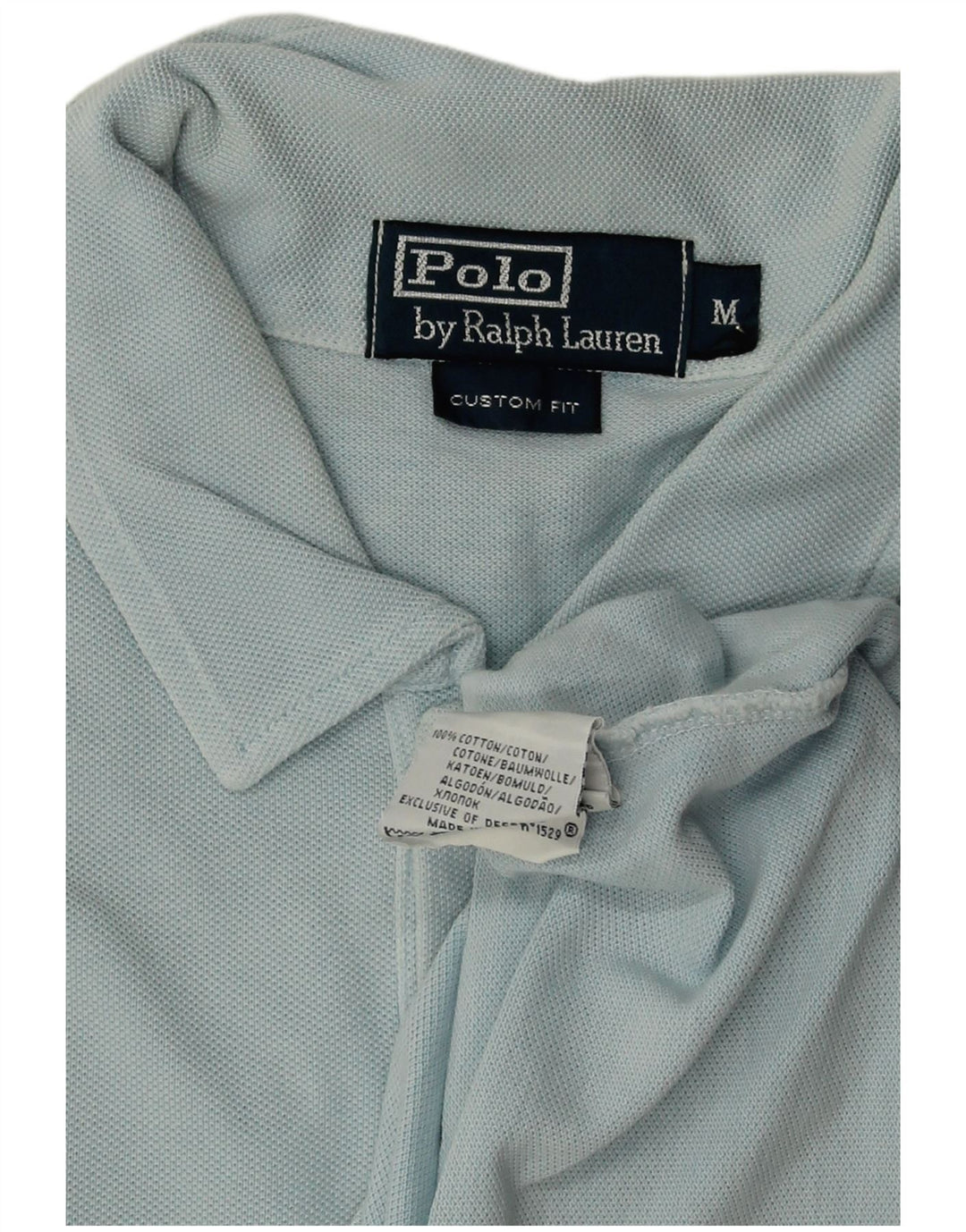 POLO RALPH LAUREN Mens Custom Fit Polo Shirt Medium Blue Cotton