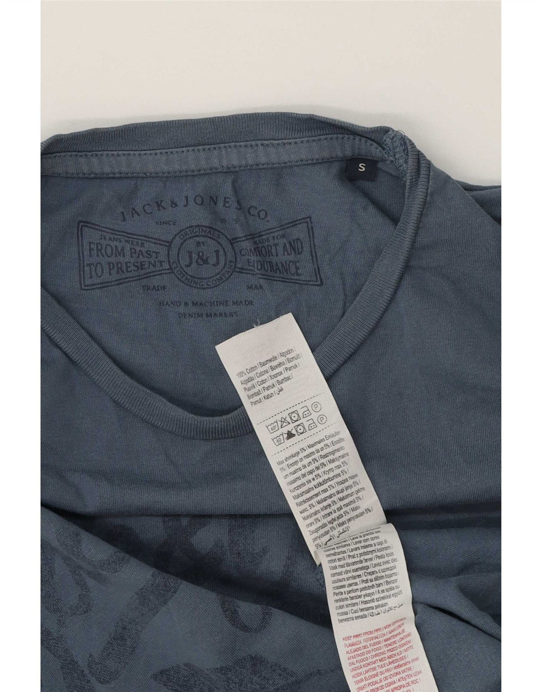 Jack & Jones Mens Graphic T-Shirt Top Small Blue Cotton