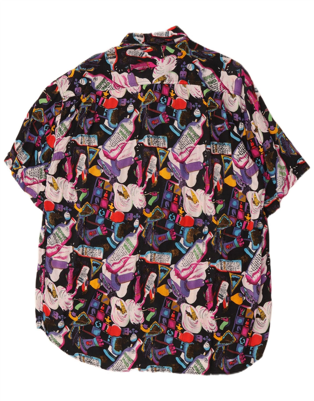 Vintage Mens Abstract Pattern Short Sleeve Shirt XL Multicoloured Viscose