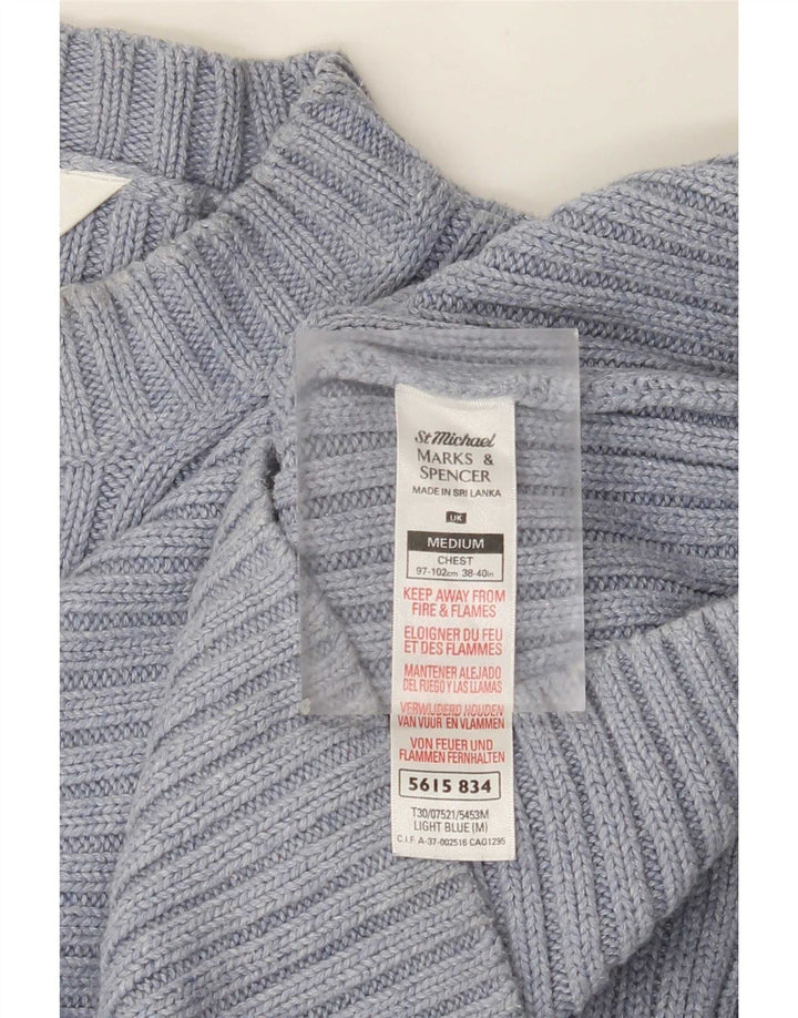 Marks & Spencer Mens Crew Neck Jumper Sweater Medium Blue Cotton