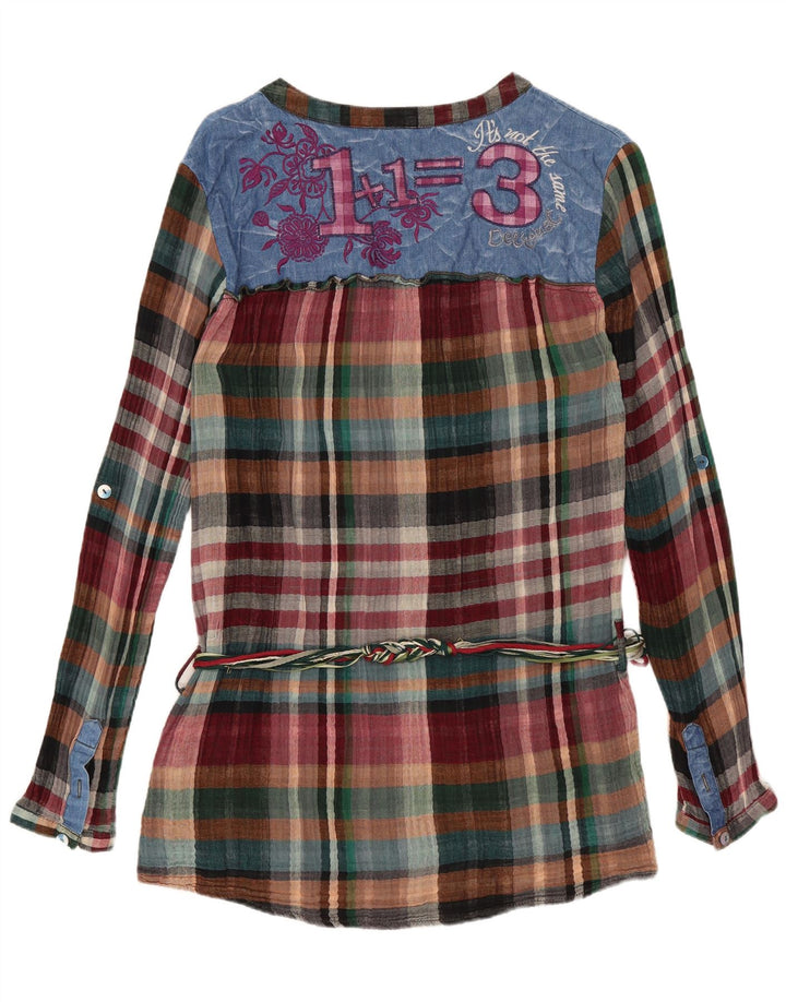 DESIGUAL Womens Graphic Blouse Top UK 16 Large Multicoloured Check
