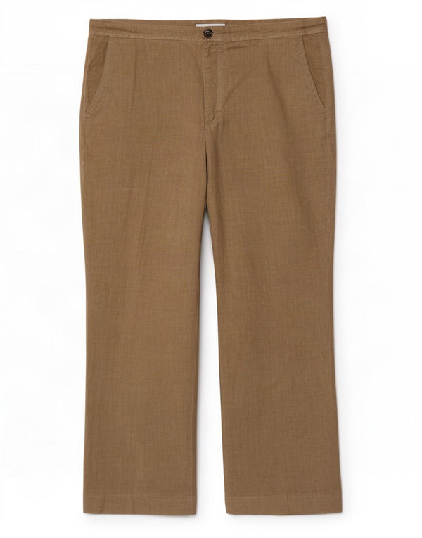 Massimo Dutti Womens Straight Cropped Trousers EU 44 XL W34 L26 Beige Linen