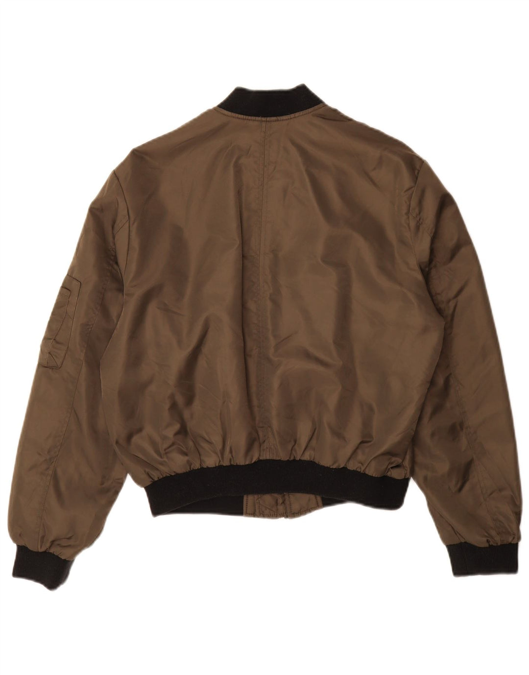 Zara Womens Oversized Bomber Jacket UK 10 Small Khaki Colourblock Polyamide