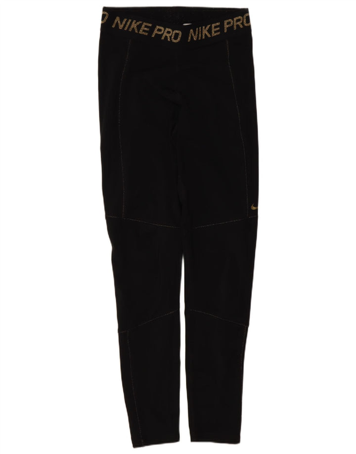 Nike Womens Dri Fit Graphic Leggings UK 12 Medium Black