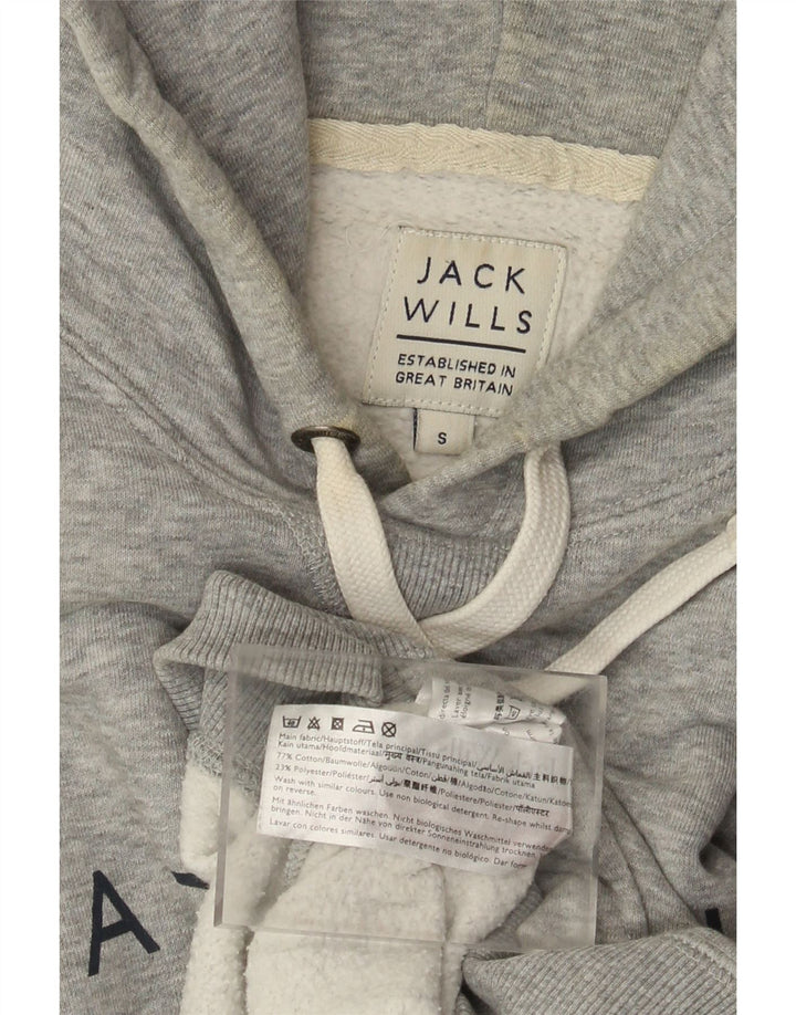 Jack Wills Mens Graphic Hoodie Jumper Small Grey Cotton