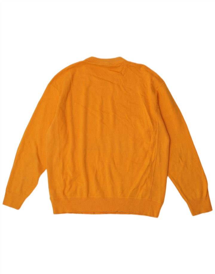 Zara Mens Crew Neck Jumper Sweater Large Yellow Cotton