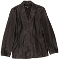 Vintage Womens 3 Button Leather Blazer Jacket UK 14 Large Black Leather