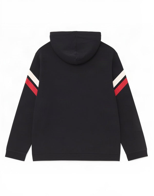 Hugo Boss Mens Graphic Hoodie Jumper 2XL Navy Blue Colourblock Cotton