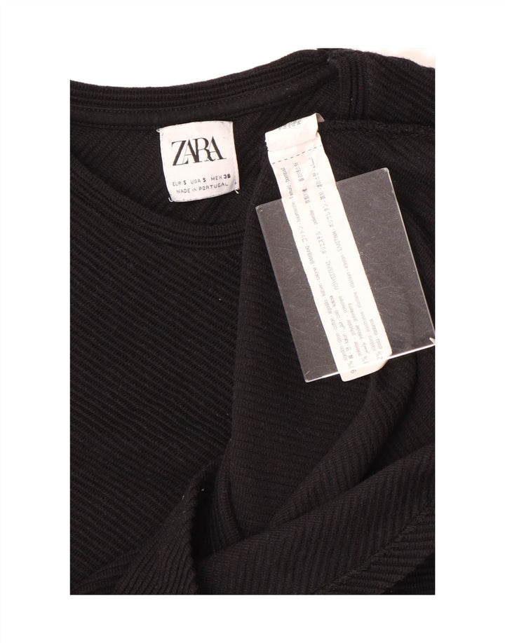 Zara Mens Top Long Sleeve Small Black Cotton