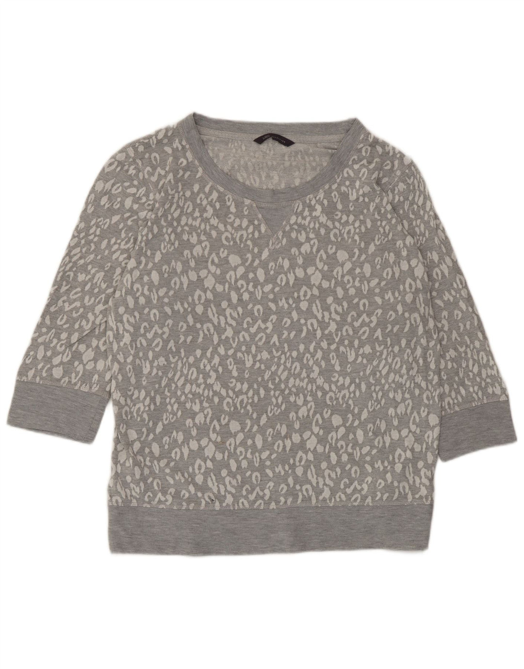 Marks & Spencer Womens Sweatshirt Jumper UK 16 Large Grey Animal Print