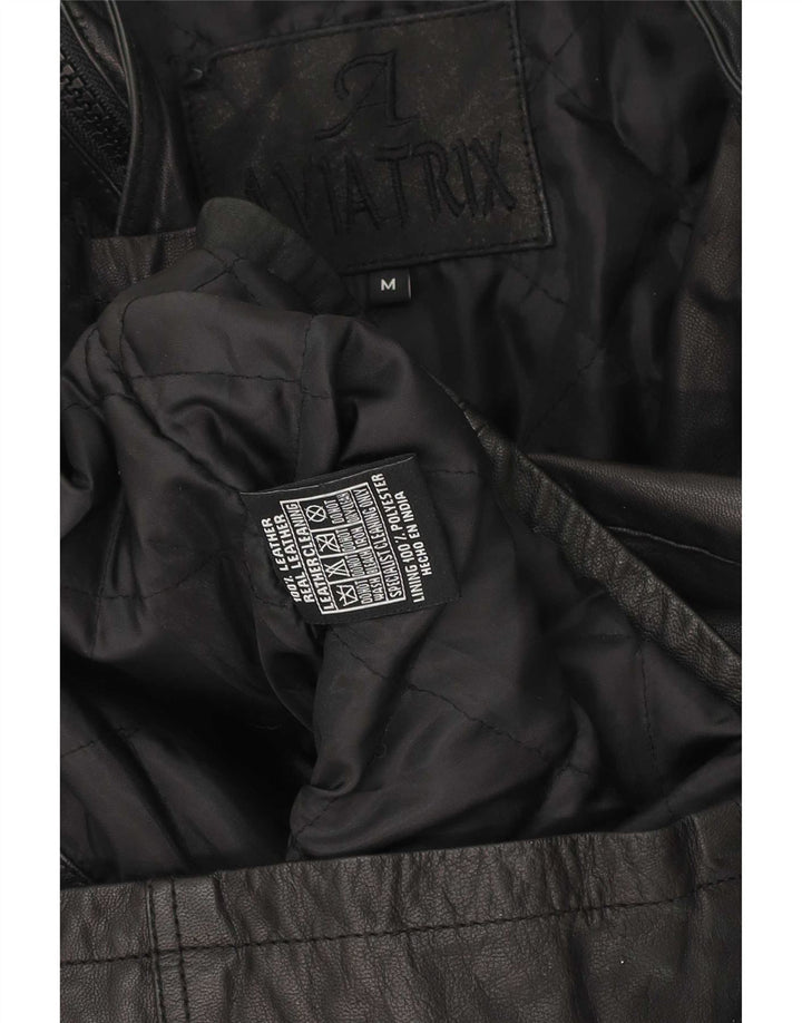 Aviatrix Mens Military Leather Jacket UK 38 Medium Black