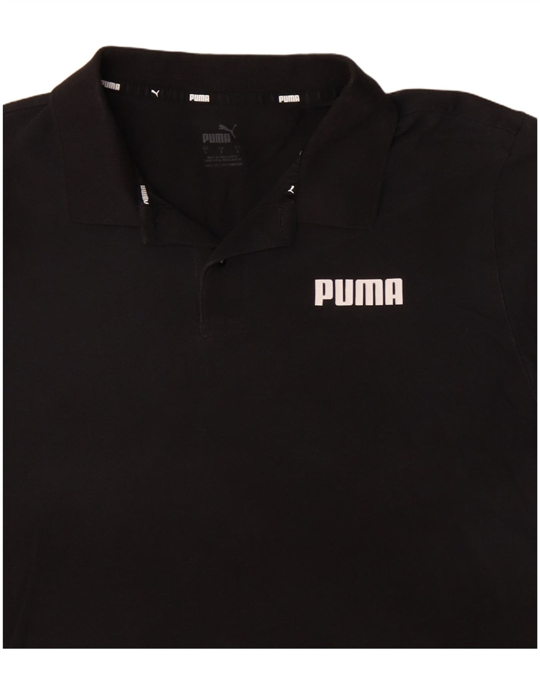 PUMA Mens Polo Shirt Large Black Cotton