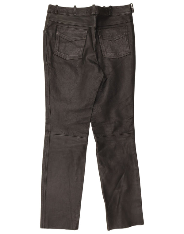 Vintage Mens Leather Trousers W32 L33 Black