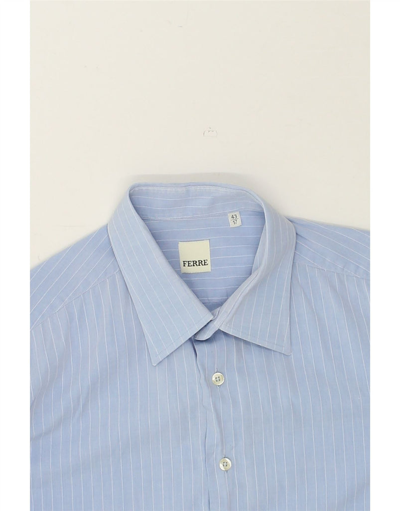 GIANFRANCO FERRE Mens Shirt Size 17 43 XL Blue Striped Cotton | Vintage Gianfranco Ferre | Thrift | Second-Hand Gianfranco Ferre | Used Clothing | Messina Hembry 