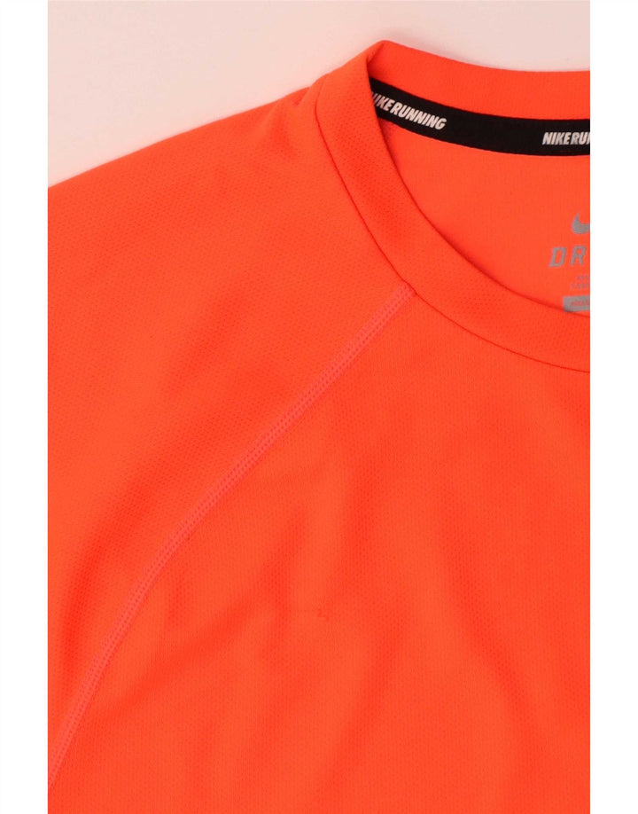Nike Mens Dri Fit T-Shirt Top Medium Orange Polyester