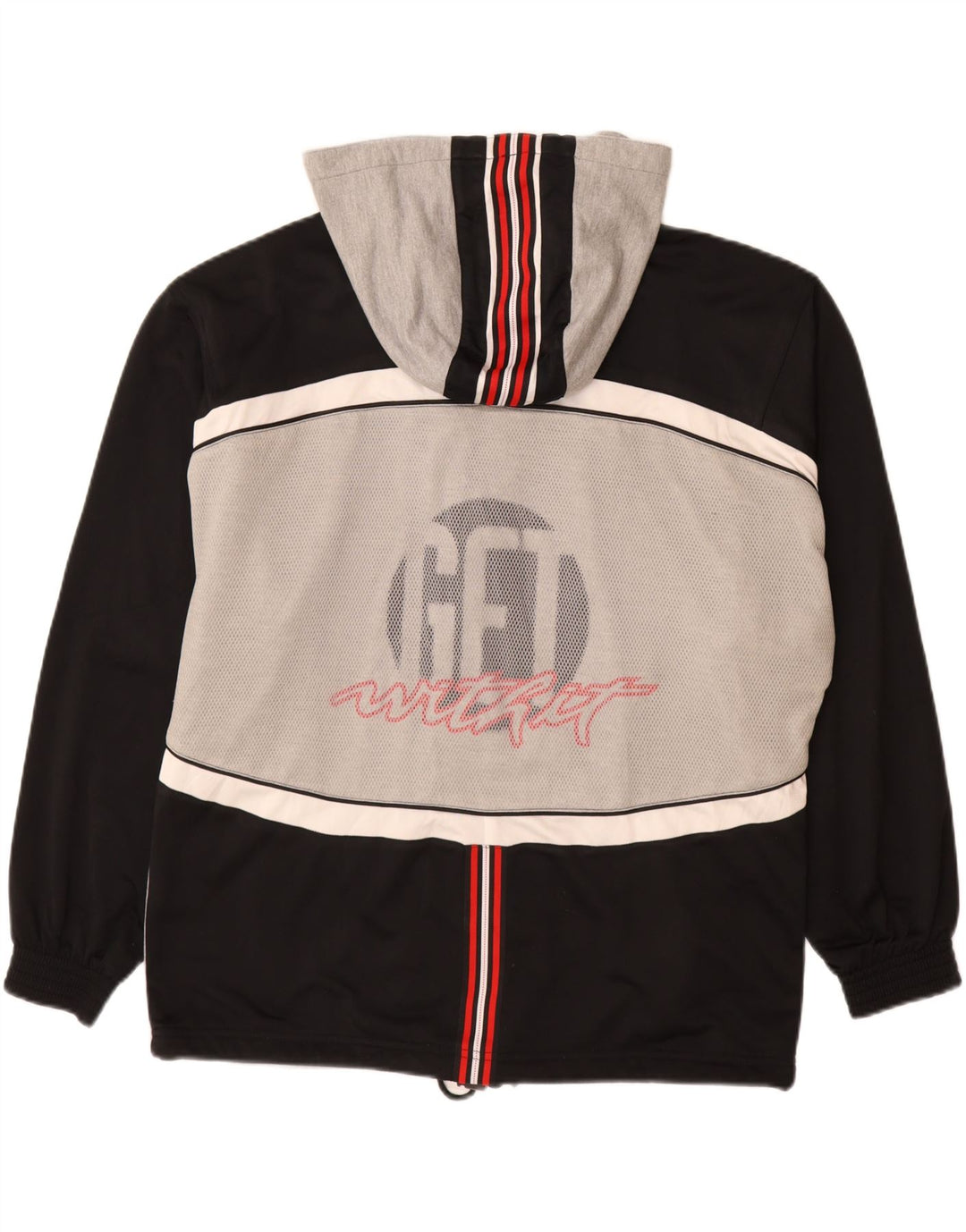 LOTTO Mens Graphic Hooded Tracksuit Top Jacket Large Grey Colourblock