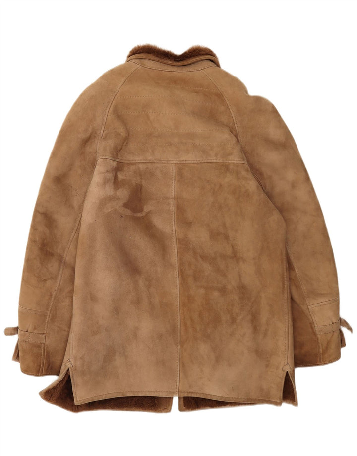 Vintage Mens Shearling Jacket IT 48 Medium Brown Leather