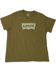 LEVI'S Mens Standard Fit Graphic T-Shirt Top 2XL Khaki Cotton