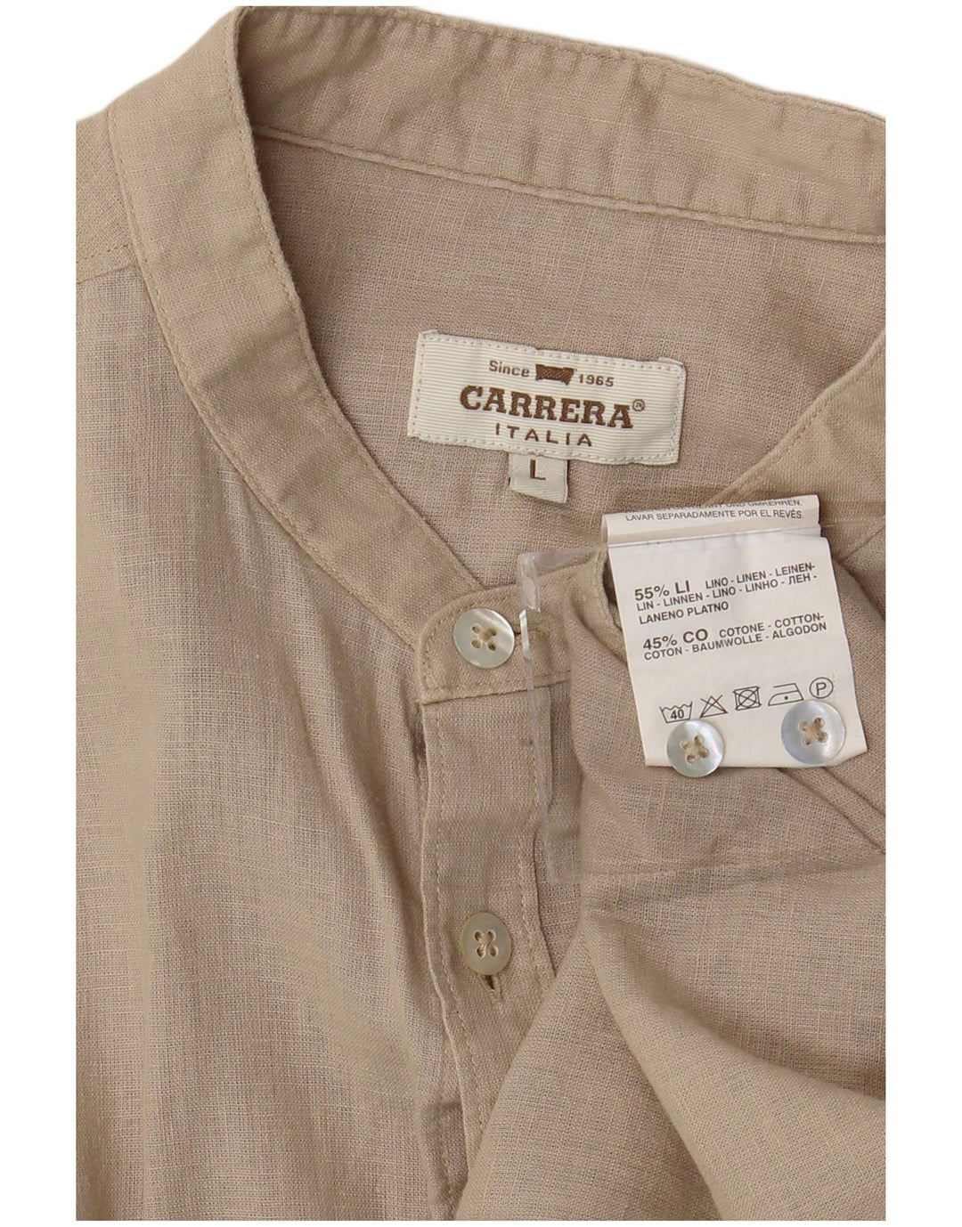 Carrera Mens Shirt Large Beige Linen