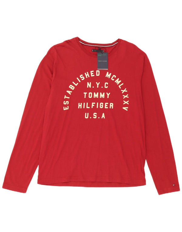 Tommy Hilfiger Mens Graphic Top Long Sleeve XL Red Cotton