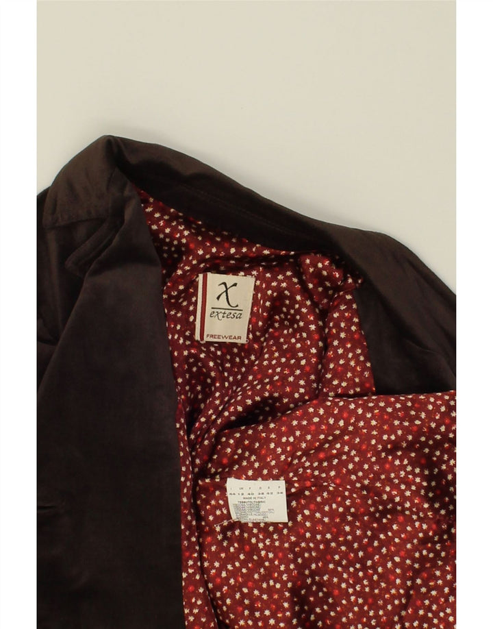 EXTESA Womens 2 Button Blazer Jacket UK 12 Medium Brown Viscose