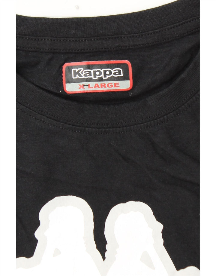 KAPPA Mens Graphic T-Shirt Top XL Black Cotton