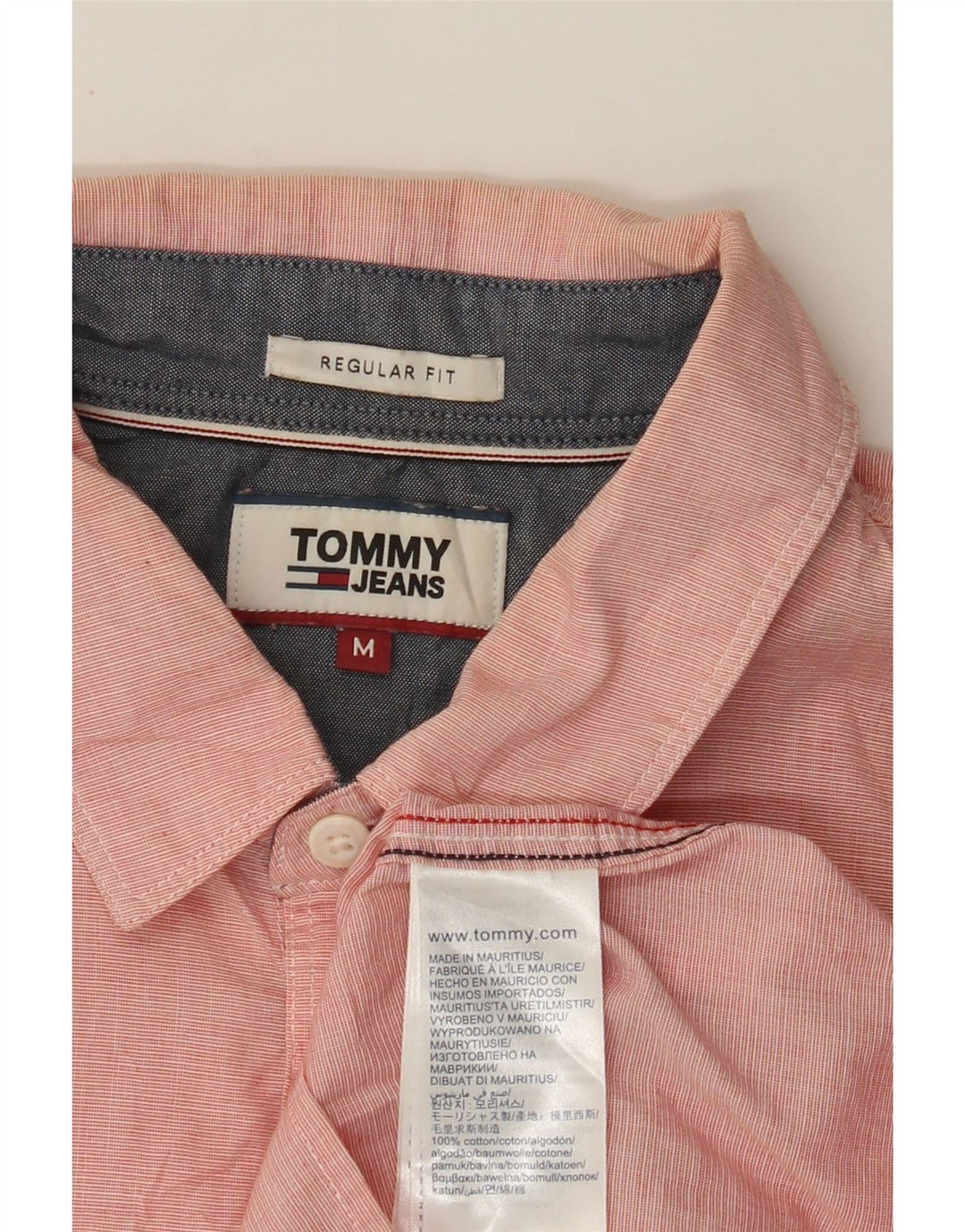 TOMMY HILFIGER Mens Regular Fit Shirt Medium Pink Cotton