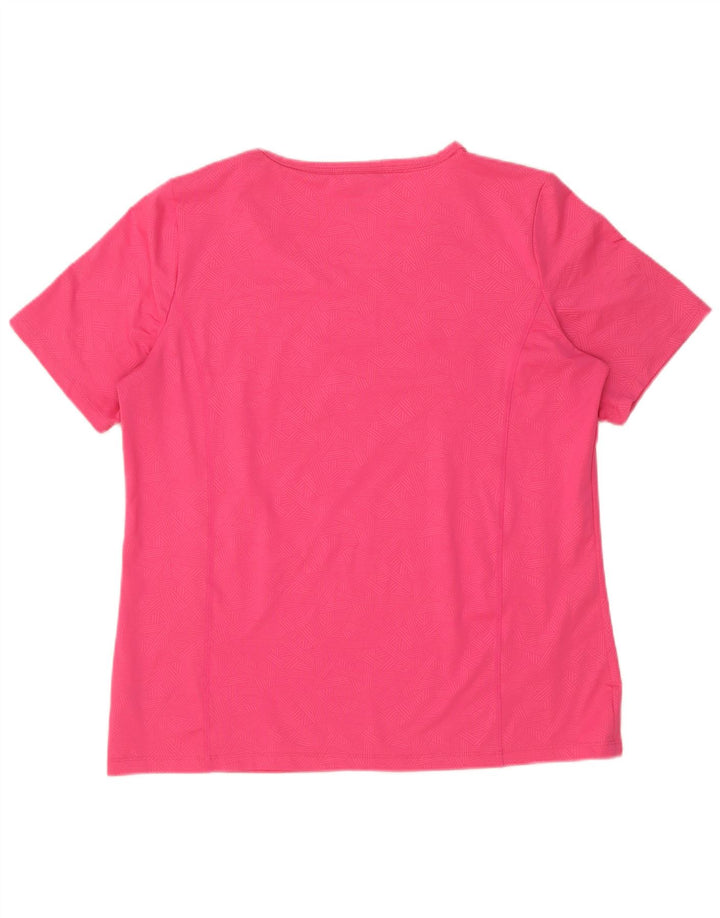 Champion Womens T-Shirt Top UK 16 Large Pink Geometric Polyester