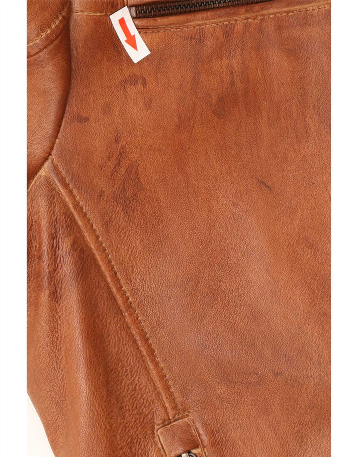 Trapper Mens Leather Jacket IT 56 3XL Brown Leather