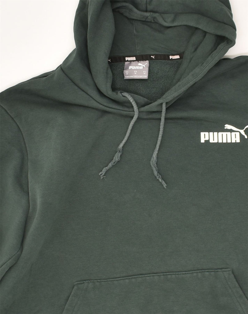 PUMA Mens Hoodie Jumper Medium Green Cotton | Vintage Puma | Thrift | Second-Hand Puma | Used Clothing | Messina Hembry 