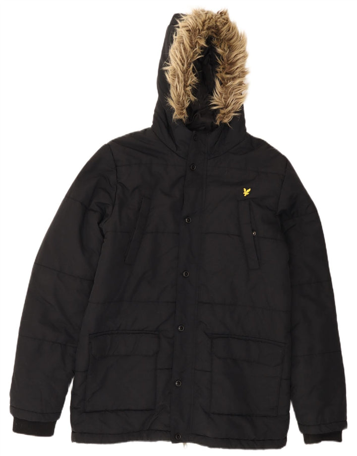 Lyle & Scott Boys Hooded Padded Jacket 14-15 Years Black Polyamide