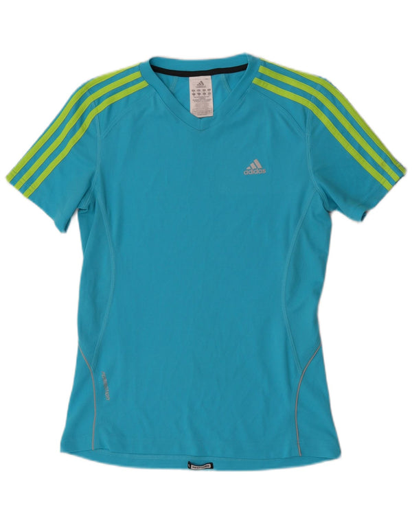 Adidas Womens T-Shirt Top UK 10 Small Blue Polyester