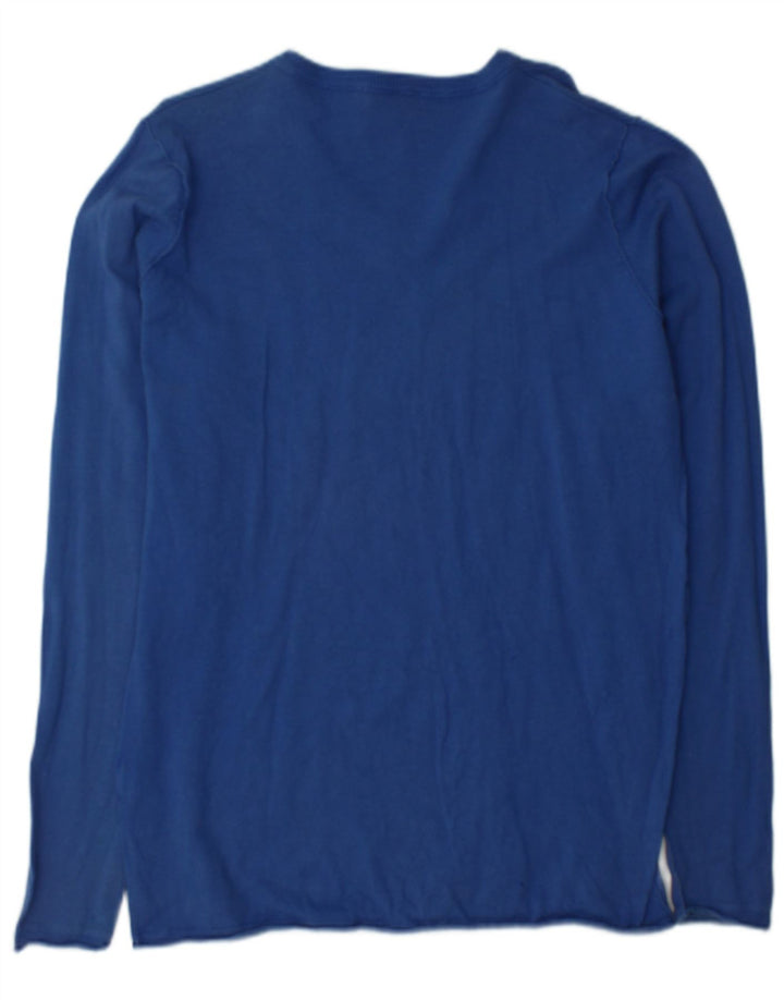 Zara Mens V-Neck Jumper Sweater XL Blue Cotton