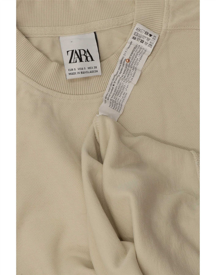 Zara Mens Sweatshirt Jumper Small Off White Cotton