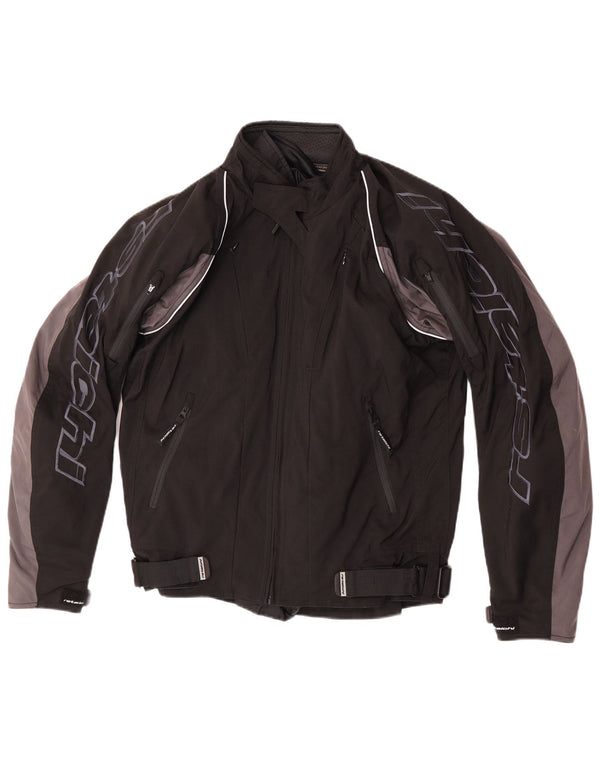 RS Taichi Mens Graphic Racer Jacket UK 38 Medium Black Colourblock Nylon