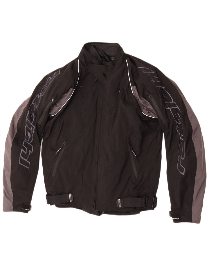 RS Taichi Mens Graphic Racer Jacket UK 38 Medium Black Colourblock Nylon