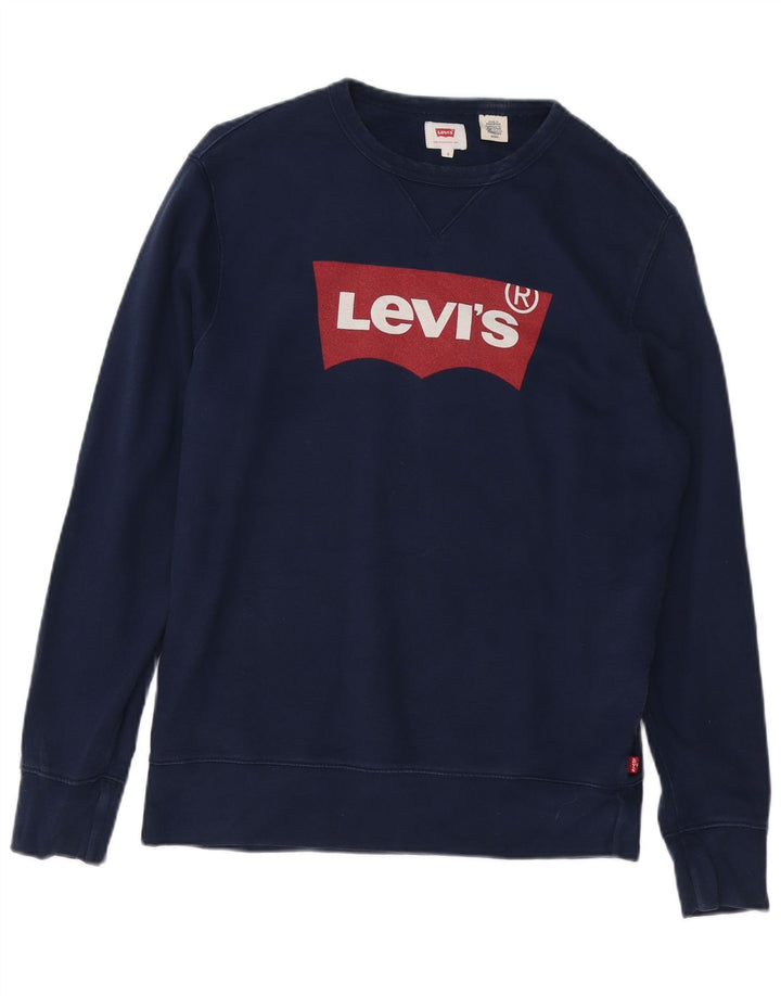 LEVI'S Mens Graphic Sweatshirt Jumper Small Navy Blue Cotton