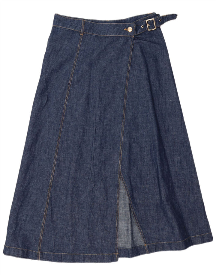 Zara Womens Midi Denim Skirt Medium W28  Blue Cotton
