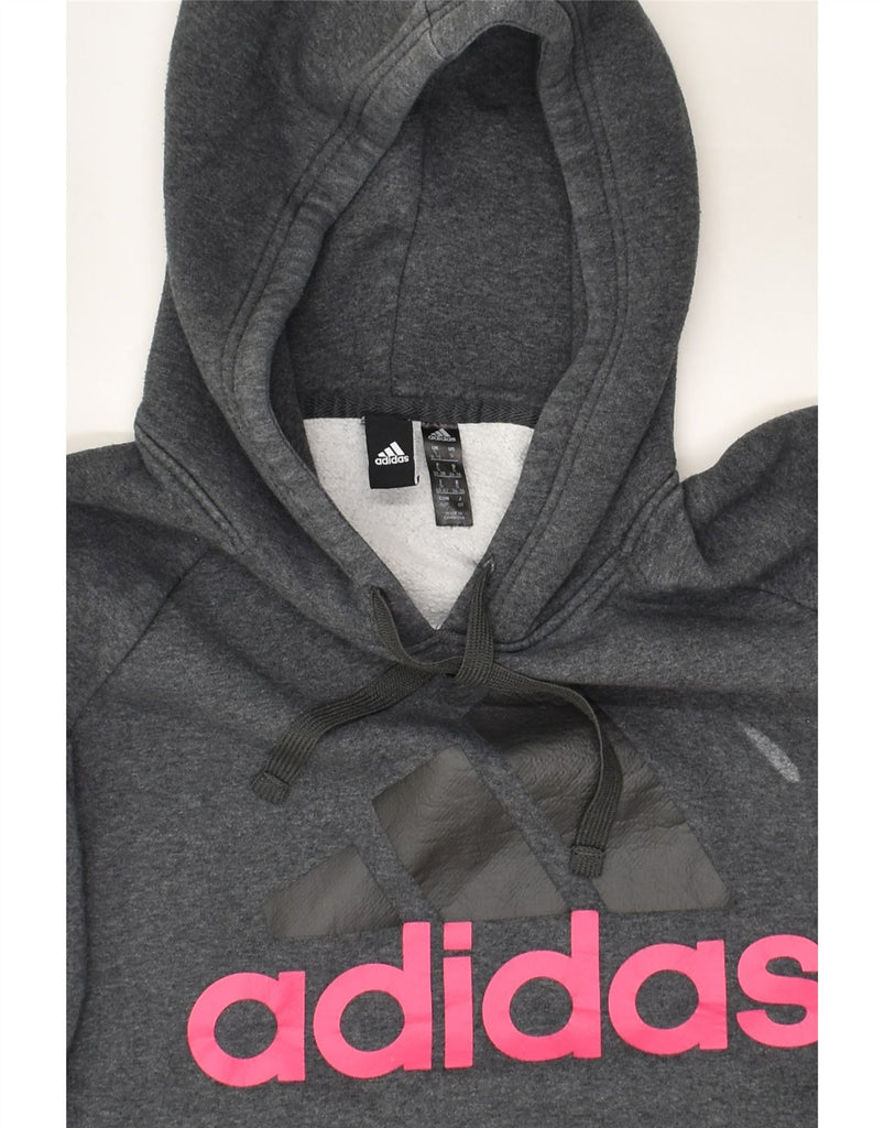 ADIDAS Womens Graphic Hoodie Jumper UK 8/10 Small  Grey Cotton | Vintage Adidas | Thrift | Second-Hand Adidas | Used Clothing | Messina Hembry 