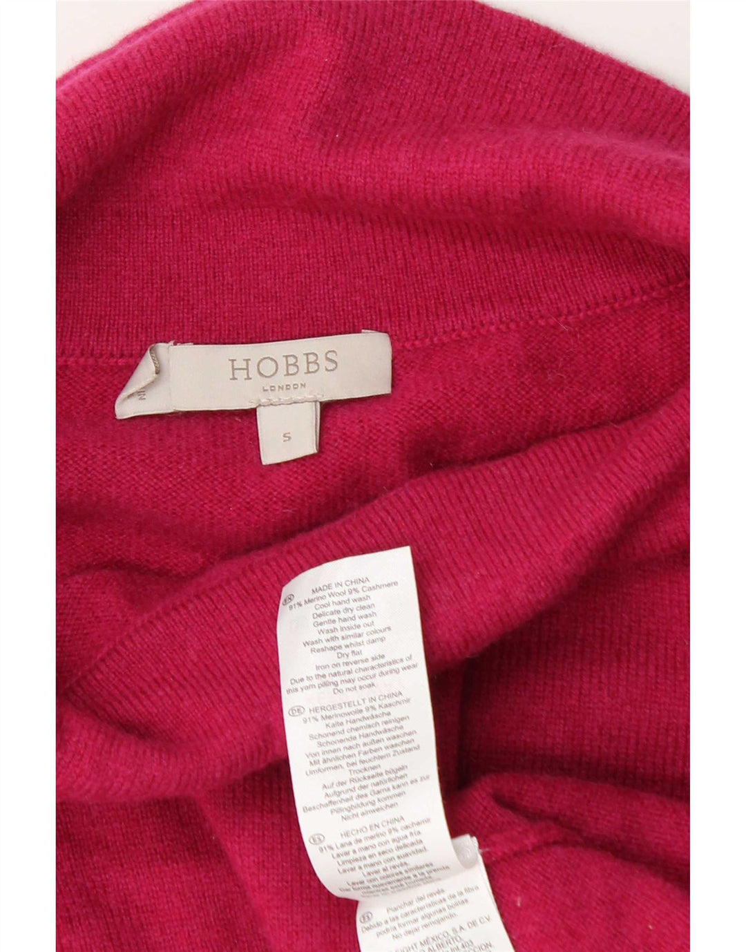 Hobbs Womens Roll Neck Jumper Sweater UK 10 Small Pink Wool