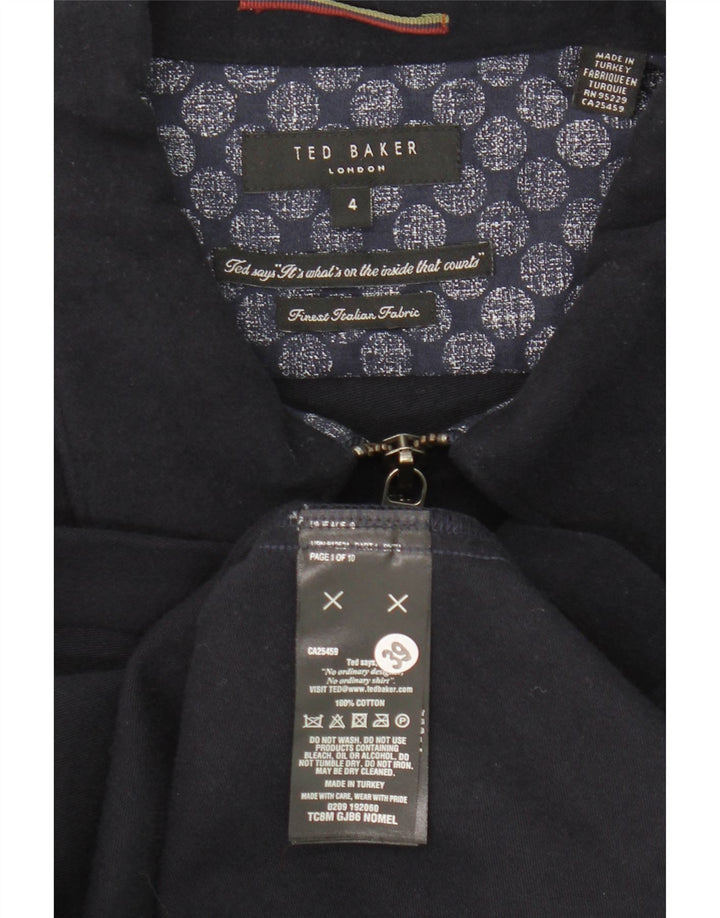 Ted Baker Mens Bomber Jacket Size 4 Large Navy Blue Cotton