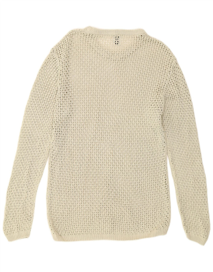 Zara Mens See Through Crew Neck Jumper Sweater Large Beige