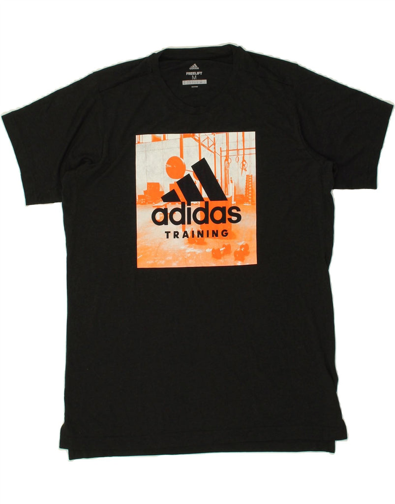 ADIDAS Mens Climalite Graphic T-Shirt Top Medium Black Polyester | Vintage Adidas | Thrift | Second-Hand Adidas | Used Clothing | Messina Hembry 