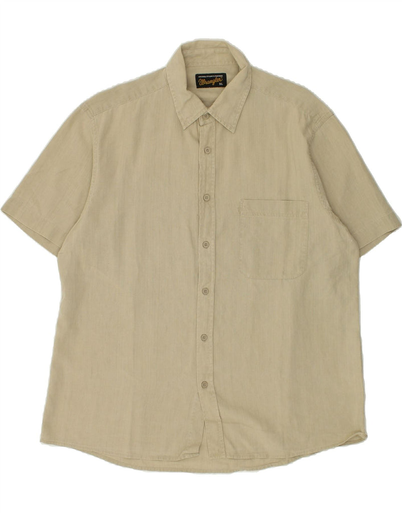 WRANGLER Mens Short Sleeve Shirt XL Beige Linen | Vintage Wrangler | Thrift | Second-Hand Wrangler | Used Clothing | Messina Hembry 