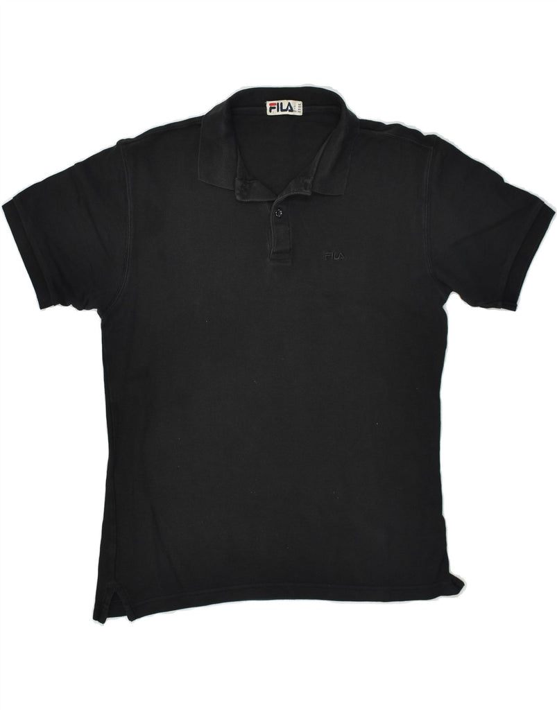 FILA Mens Polo Shirt IT 48 Medium Black Cotton | Vintage Fila | Thrift | Second-Hand Fila | Used Clothing | Messina Hembry 