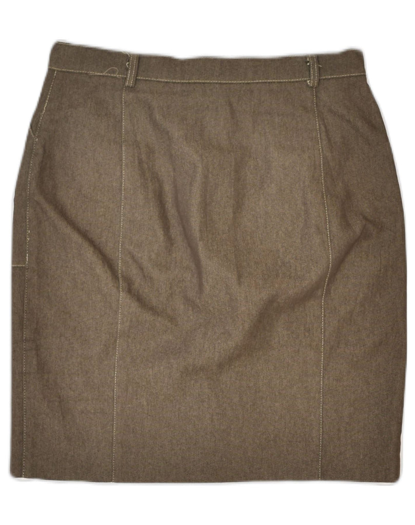 VINTAGE Womens Pencil Skirt IT 42 Medium W28  Brown Cotton | Vintage Vintage | Thrift | Second-Hand Vintage | Used Clothing | Messina Hembry 