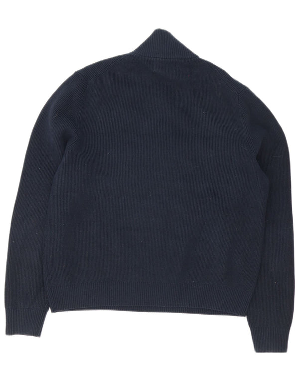 Marks & Spencer Mens Zip Neck Jumper Sweater XL Navy Blue Cotton