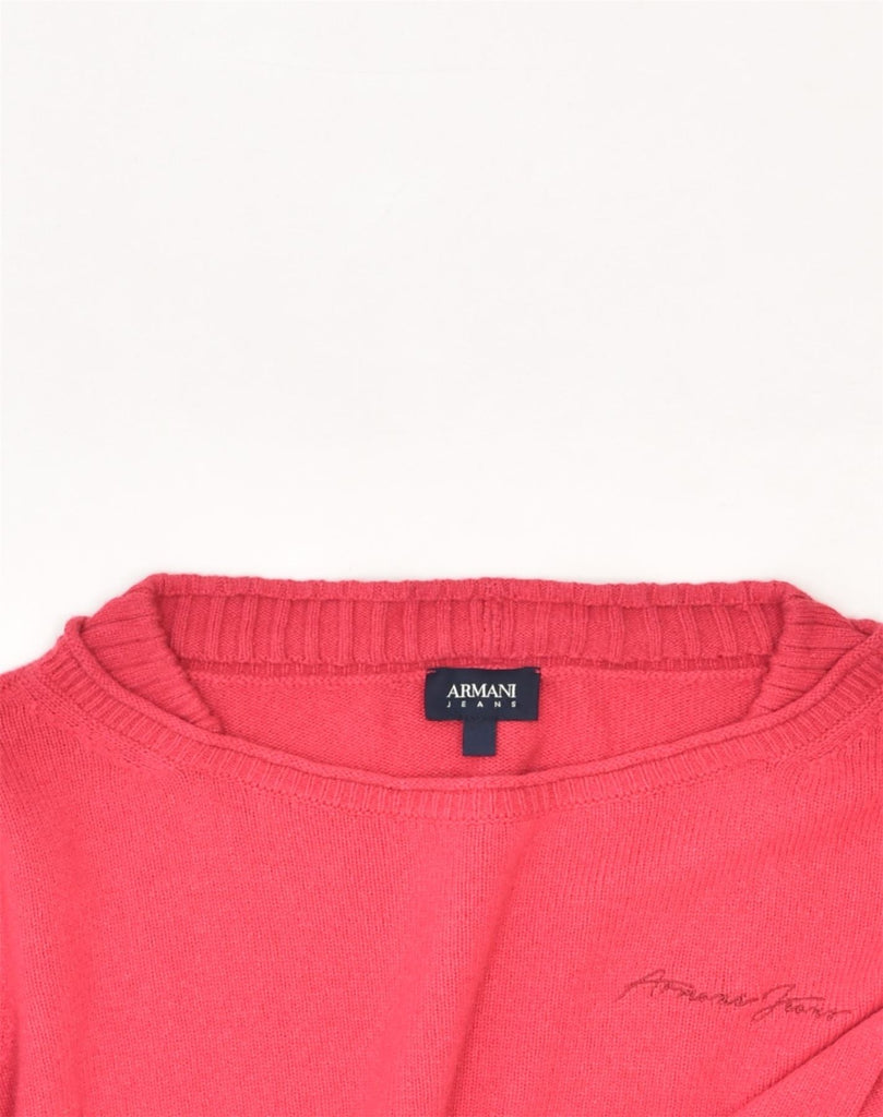 ARMANI JEANS Womens Boat Neck Jumper Sweater IT 48 XL Pink | Vintage | Thrift | Second-Hand | Used Clothing | Messina Hembry 