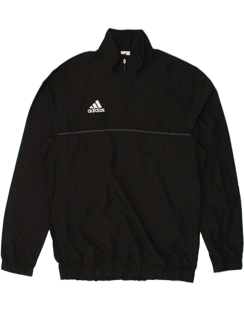 ADIDAS Mens Graphic Zip Neck Pullover Tracksuit Top Medium Black Polyester | Vintage Adidas | Thrift | Second-Hand Adidas | Used Clothing | Messina Hembry 